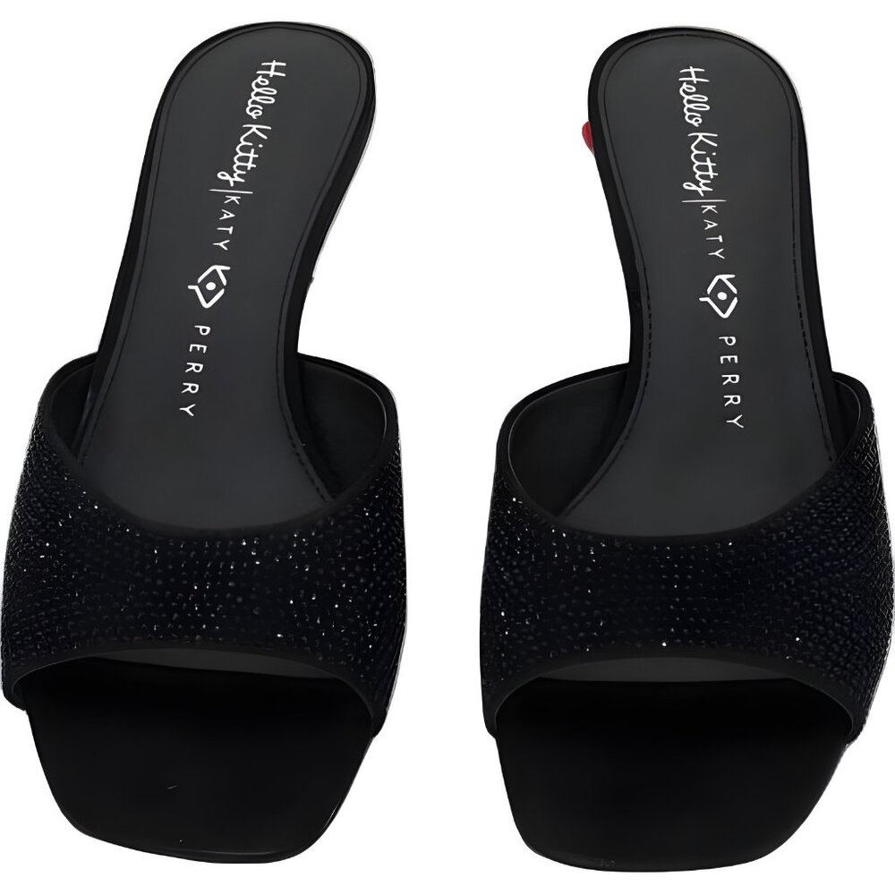 Hello Kitty x Katy Perry Rhinestone Heeled Slide Sandals Black Women 11M - Picture 5 of 6